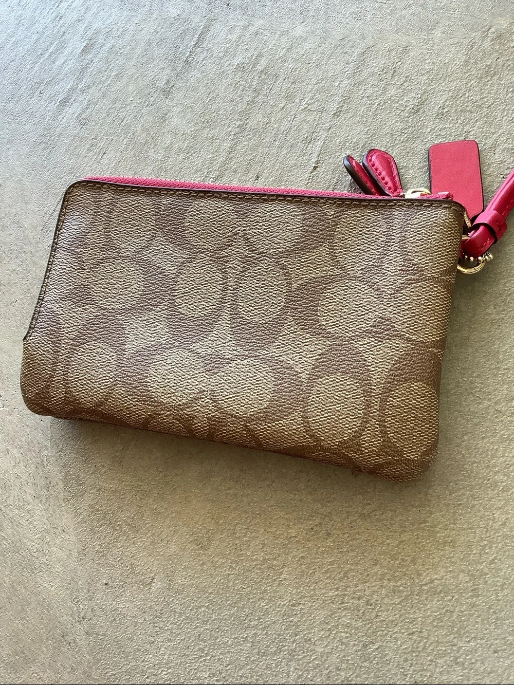 Coach double zipper corner zip wristlet wallet